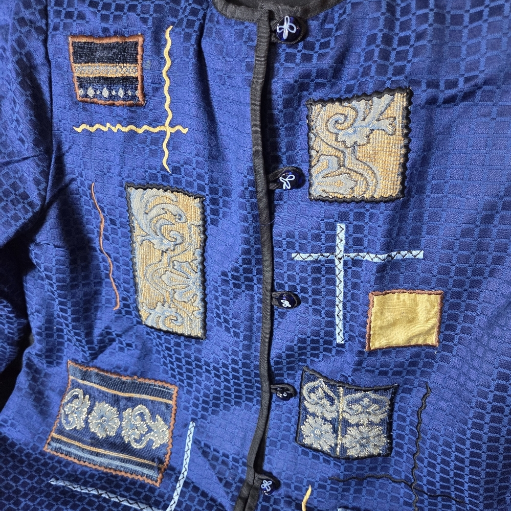 Allure Blue Patchwork Jacket Size Large - image 2